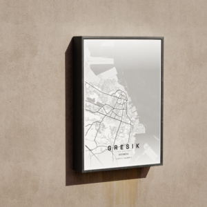Gresik City Map Wall Art Poster Peta Kota Gresik Hiasan Dinding Aesthetic Ukuran A3